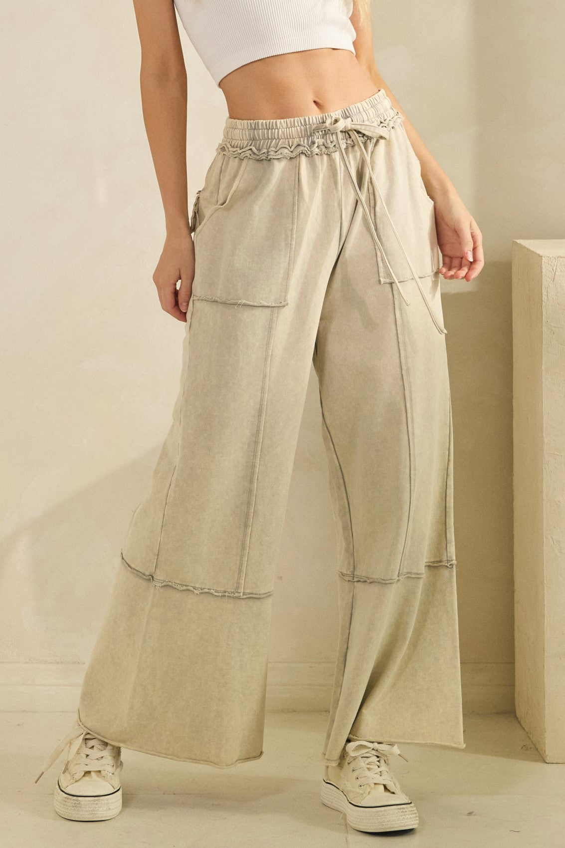 Mineral Washed Pants with Pockets