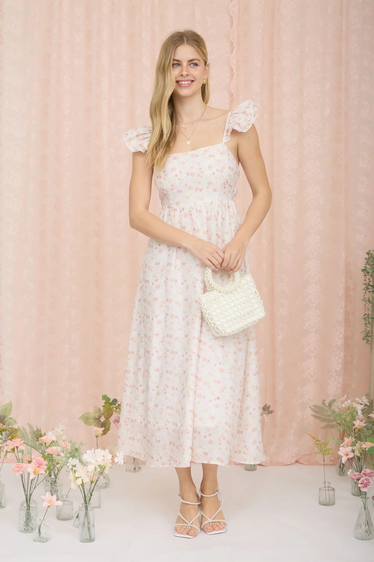 Flutter Sleeve Floral Dress - 2 Colors!