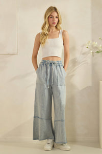 Mineral Washed Pants with Pockets