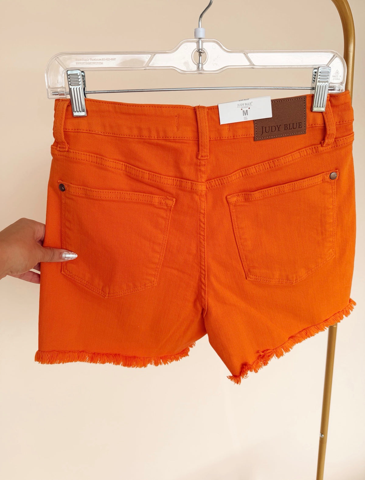 Fray Hem Shorts in Orange