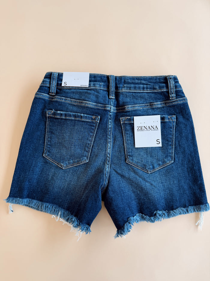 Fray Hem Shorts Dark