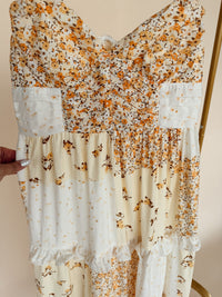 Checkered Pattern Butter Yellow Dress