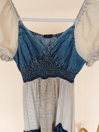 Ruffle Hem Midi Dress in Latte
