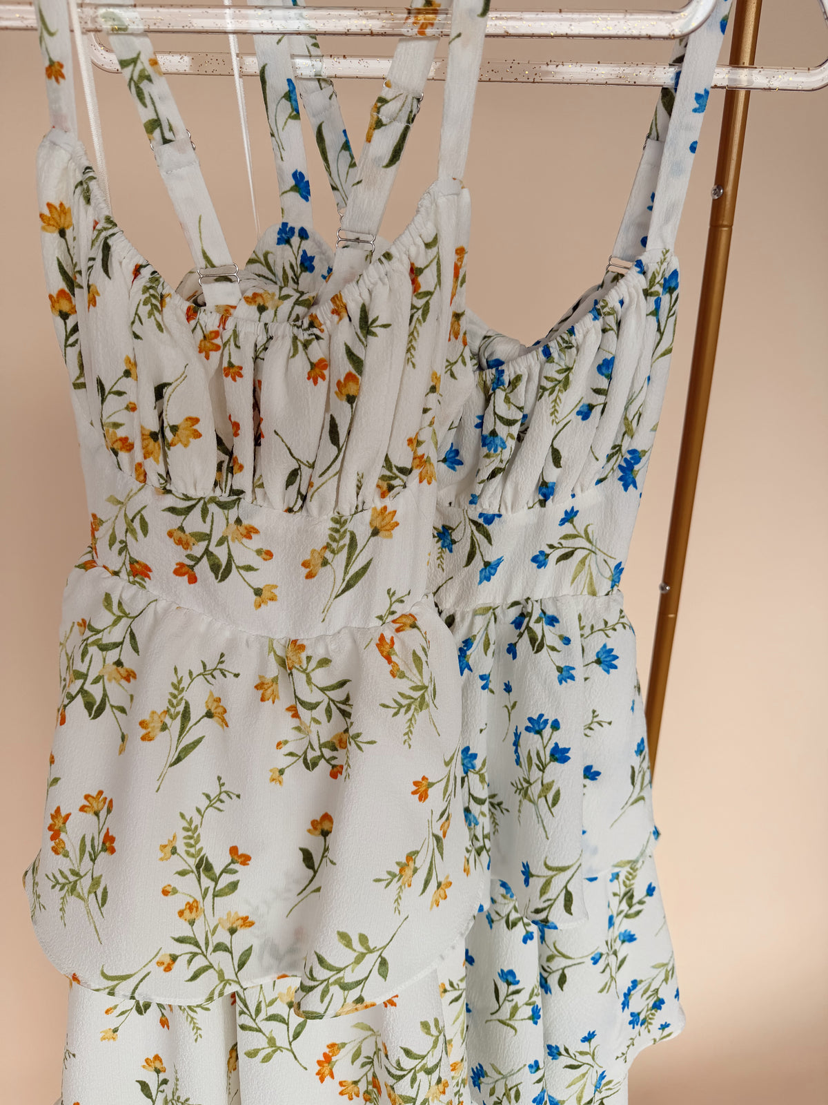 Floral Ruffle Back Tie Dress - 2 Colors