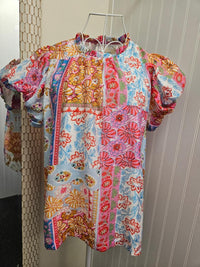 Mix Patchwork Puff Sleeve Top