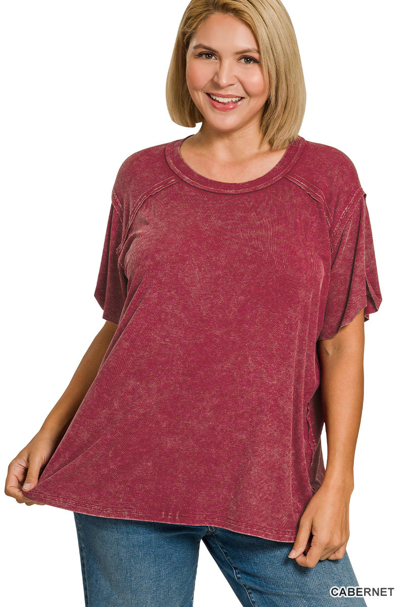 Ribbed SS Boat Neck Top- 5 Colors!