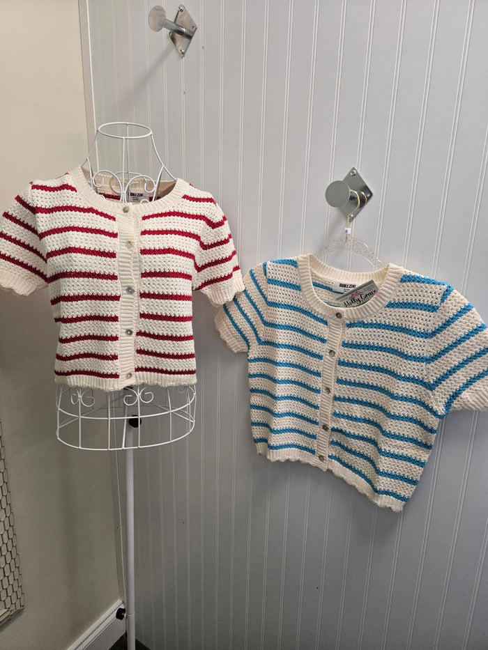 Striped Cardigan With Scallop Edge- 2 Colors!