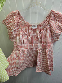 Gingham Scoop Neck Blouse- 2 Colors!