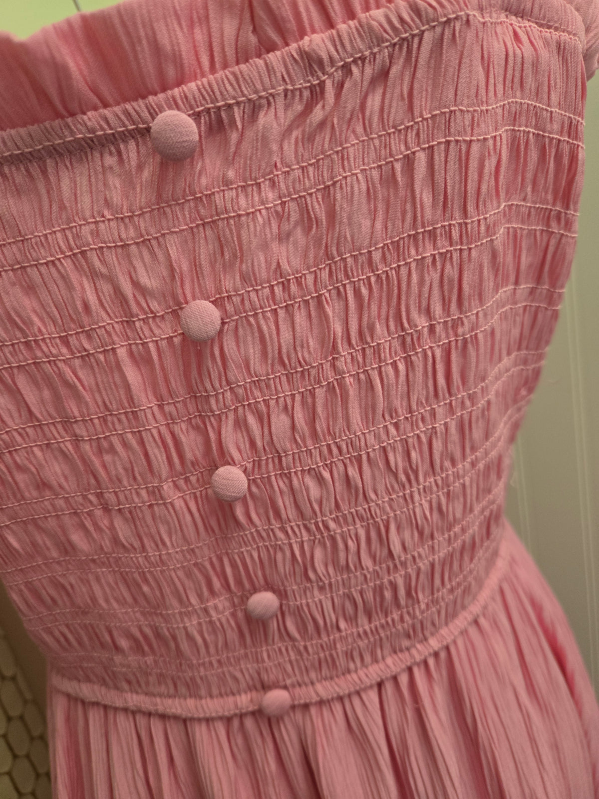 Mock Button Detail Dress in Pink