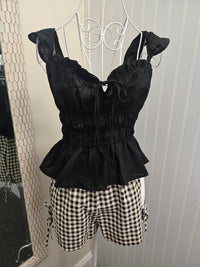 Side Tie Gingham Shorts