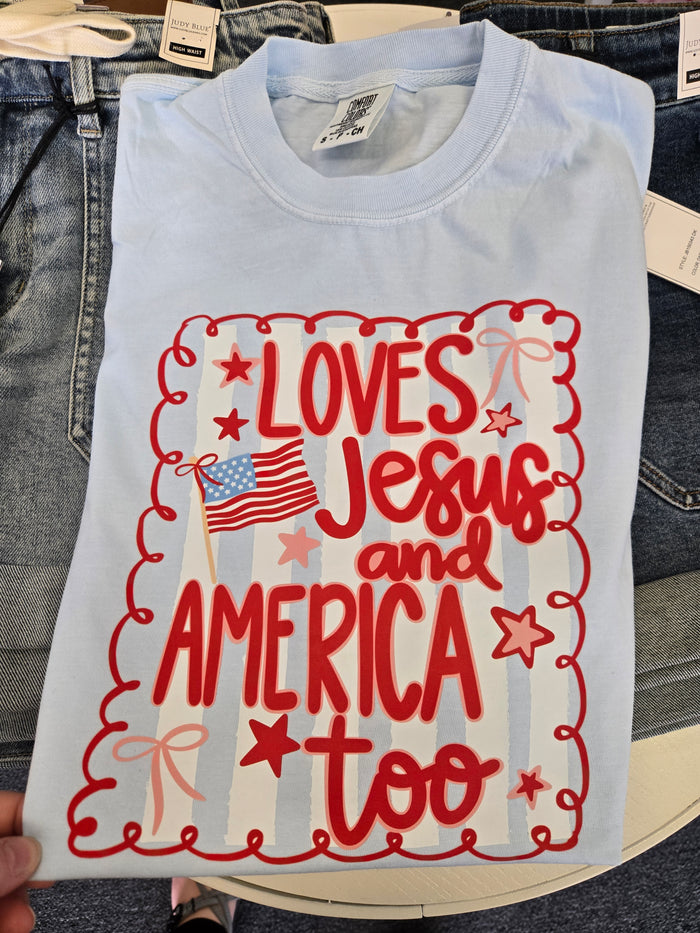 Loves Jesus & America Too Tee Curvy