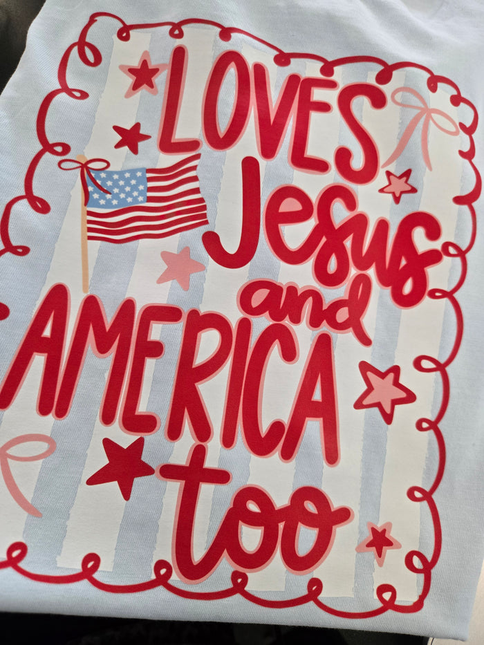 Loves Jesus & America Too Tee Curvy