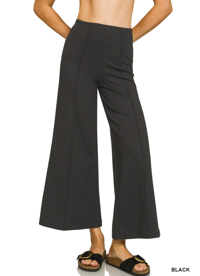 Elastic Waistband Pintuck Pants in Black