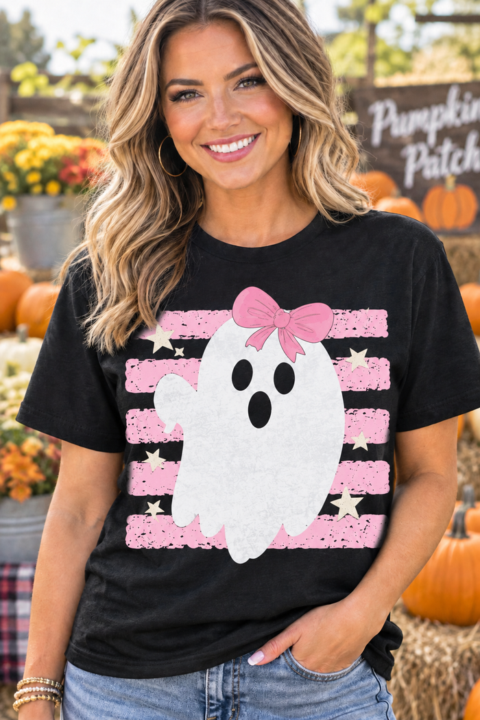 Spooky Girl Ghost Tee in Black