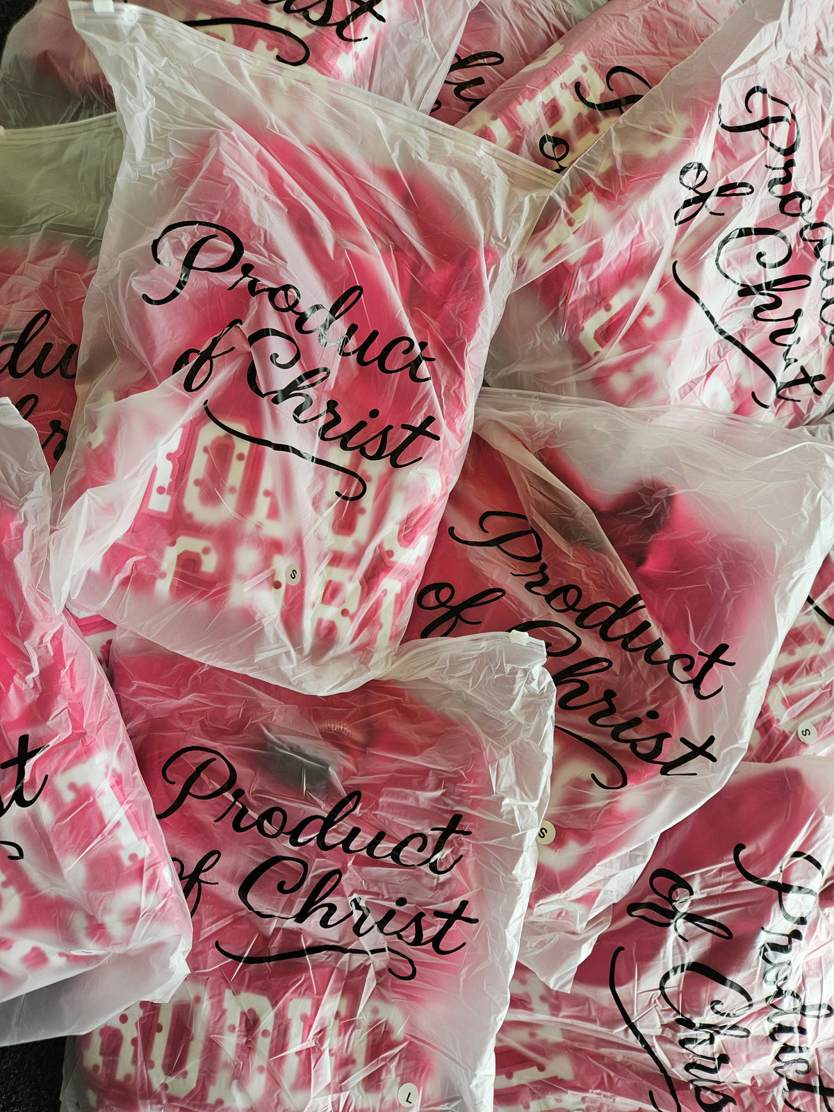 Product of Christ Mock Neck Hot Pink with Polka Dots