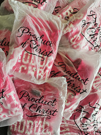 Product of Christ Mock Neck Hot Pink with Polka Dots
