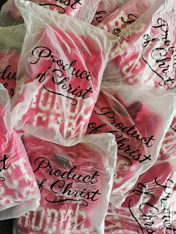 Product of Christ Mock Neck Hot Pink with Polka Dots