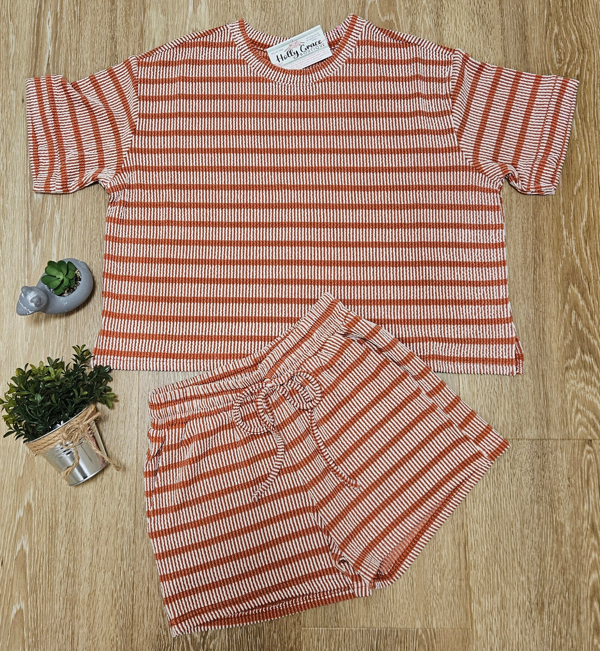 Rib Stripe Set Burnt Orange