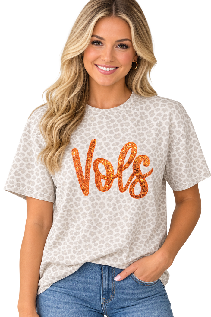 White Leopard Vols Sequin Tee