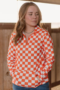 Pep Rally Pullover in Orange/White