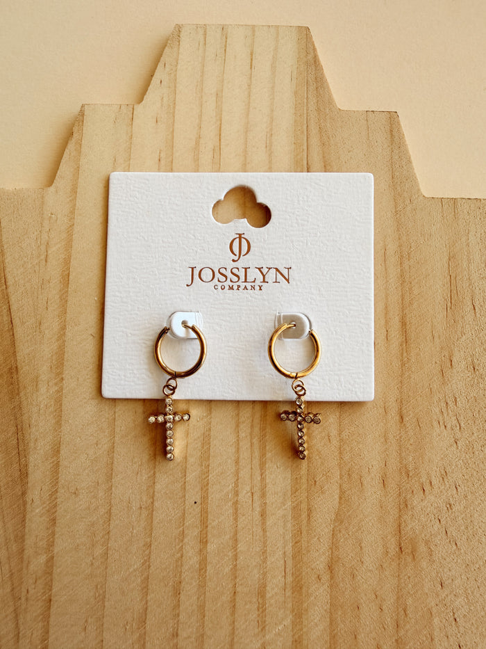 Cross Hoops in Gold
