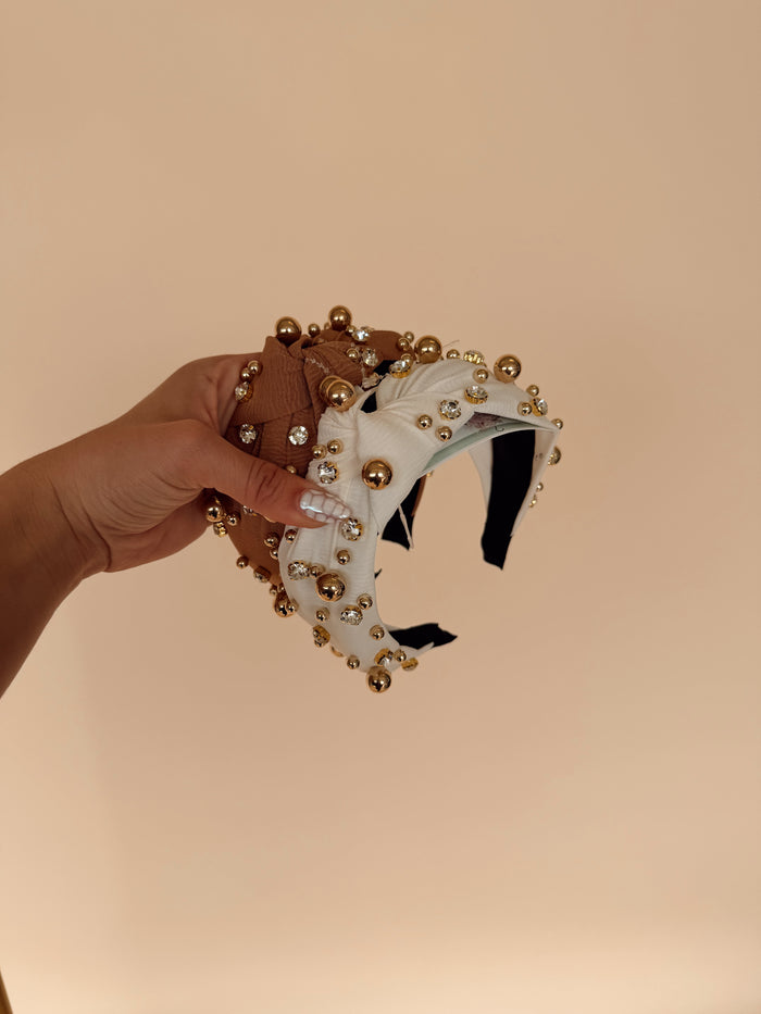 Gold Ball Rhinestone Headband - 2 Colors!