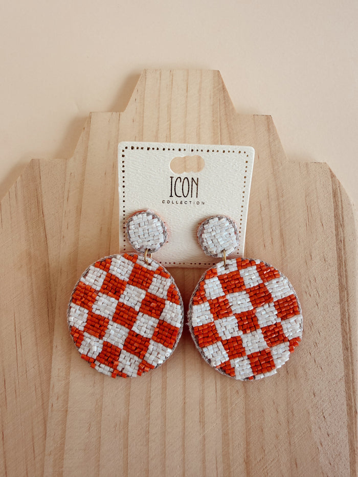 TN Checker Round Earrings