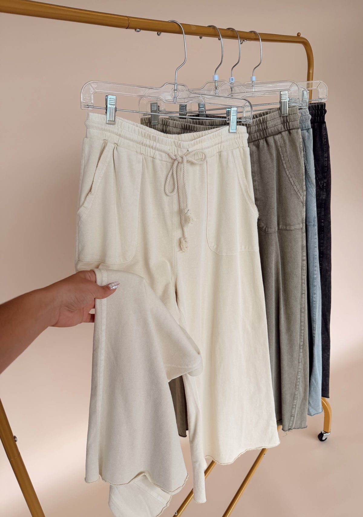 Washed Terry Knit Wide Pants