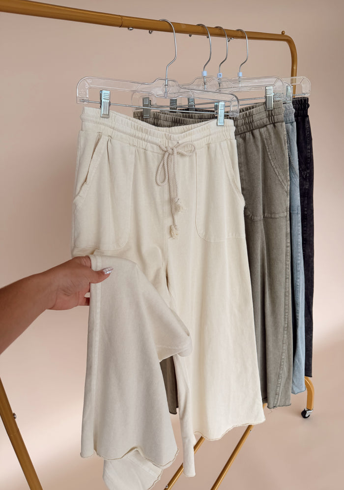 Washed Terry Knit Wide Pants