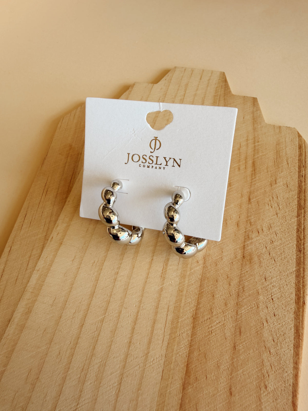 Twist Bubble Silver Hoop Earrings