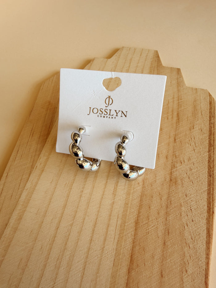 Twist Bubble Silver Hoop Earrings