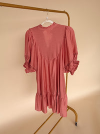 Smocked Ruffle Hem Babydoll Dress in Blush