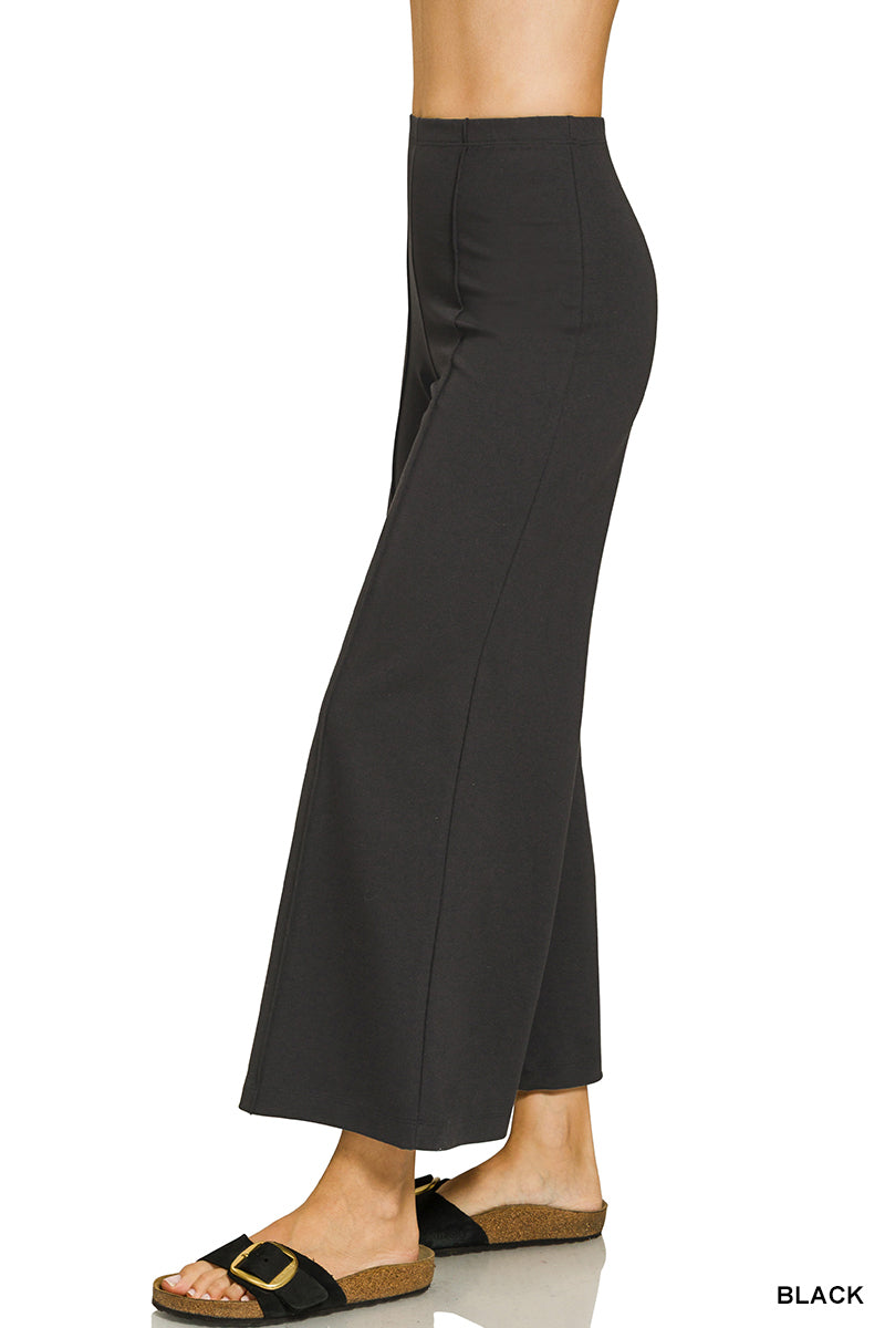 Elastic Waistband Pintuck Pants in Black