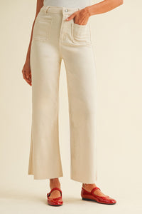 Front Two Pocket Stretch Jeans in Oatmeal