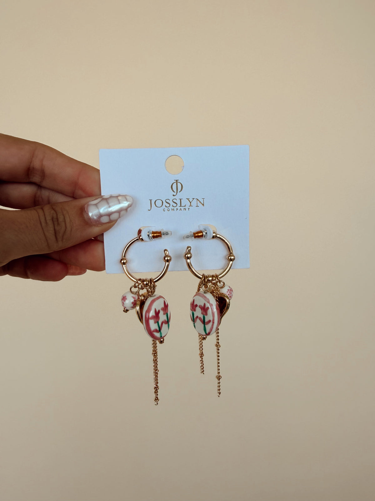 Chinoiserie Charm Hoops in Pink
