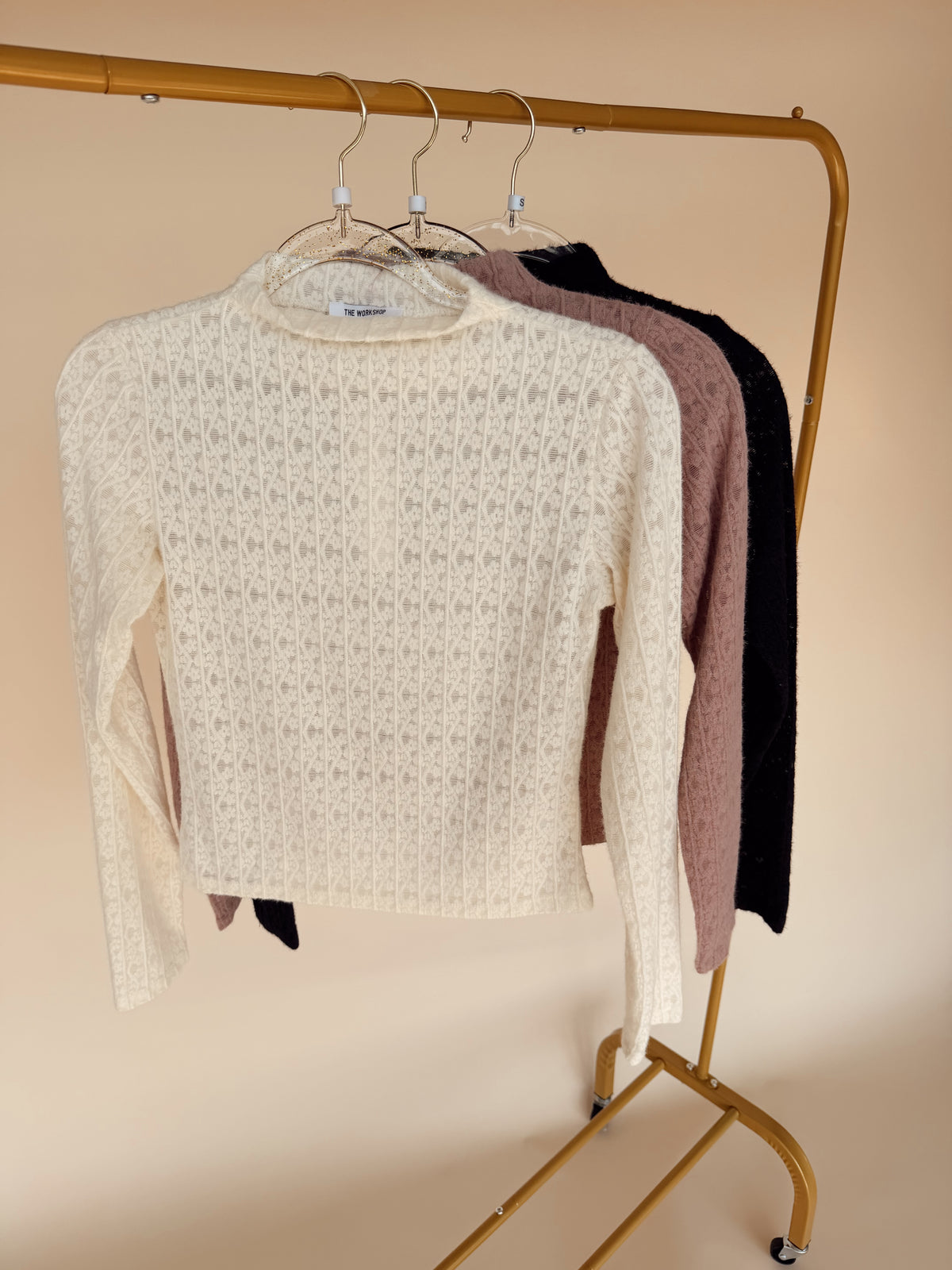 Jacquard Mock Neck Top - 3 Colors!