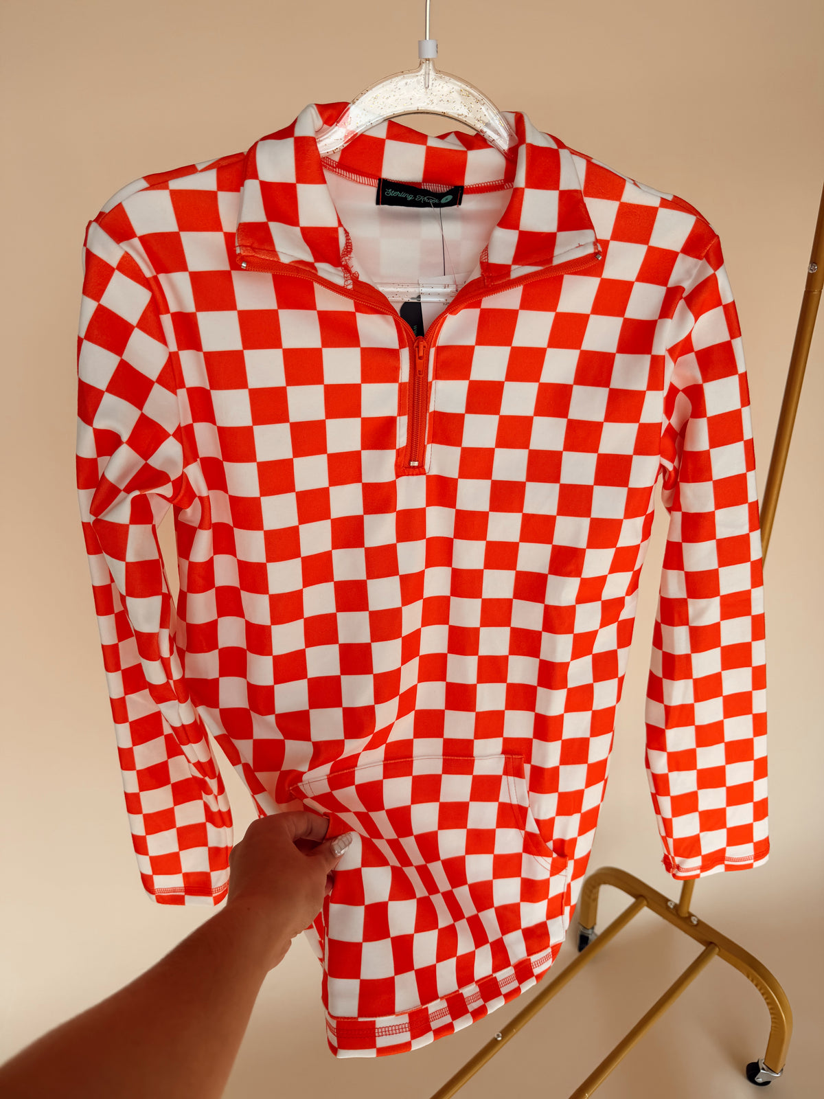 Pep Rally Pullover in Orange/White