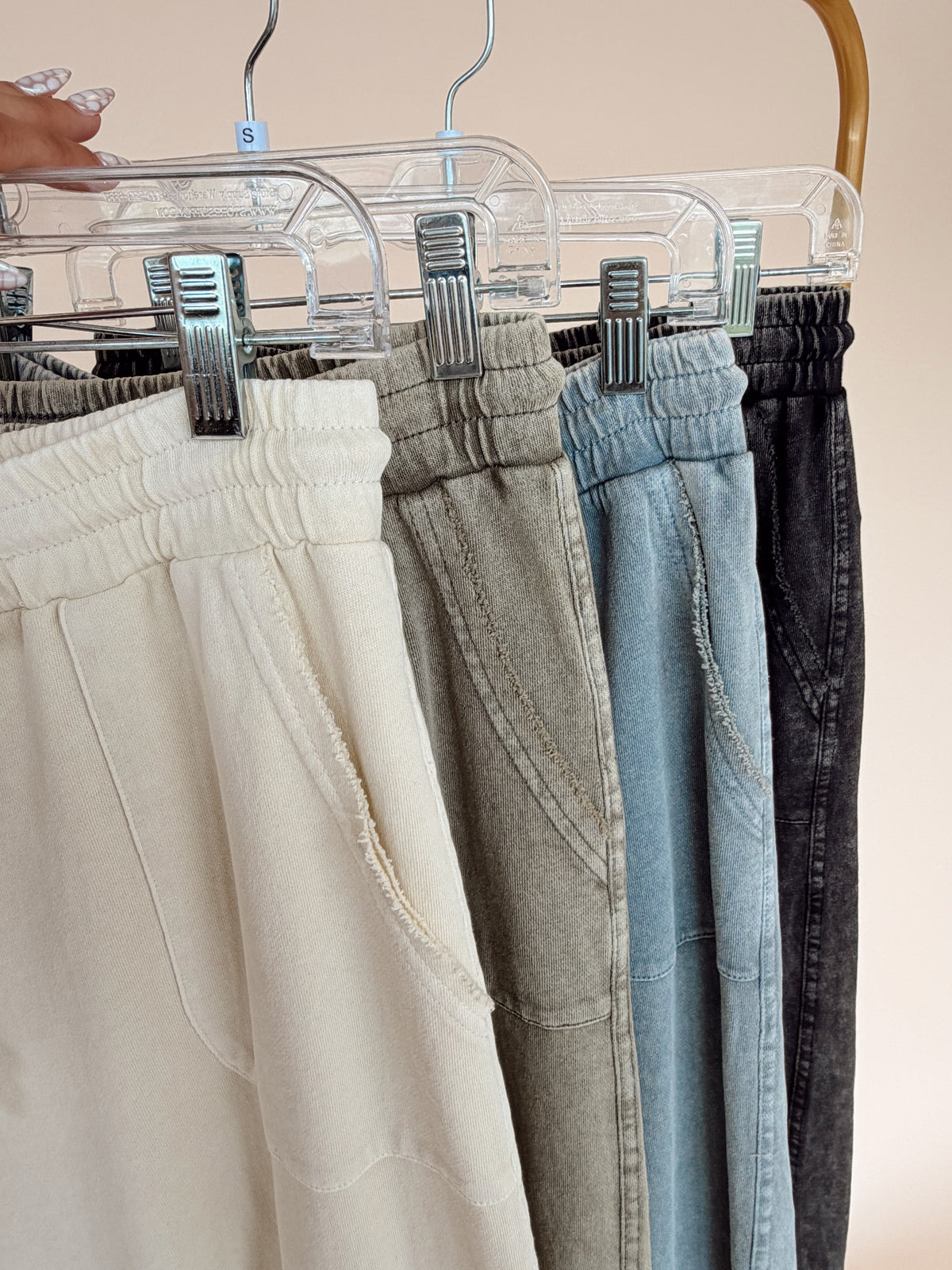 Washed Terry Knit Wide Pants