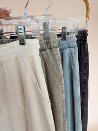 Washed Terry Knit Wide Pants