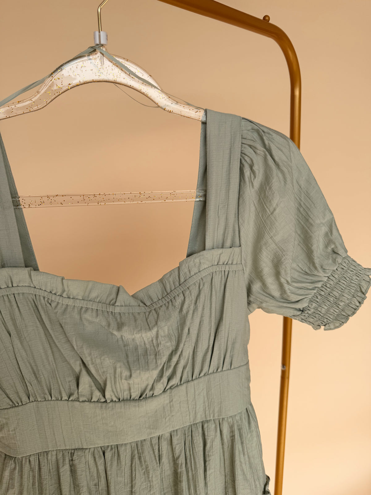 Square Neck Mini Dress in Sage