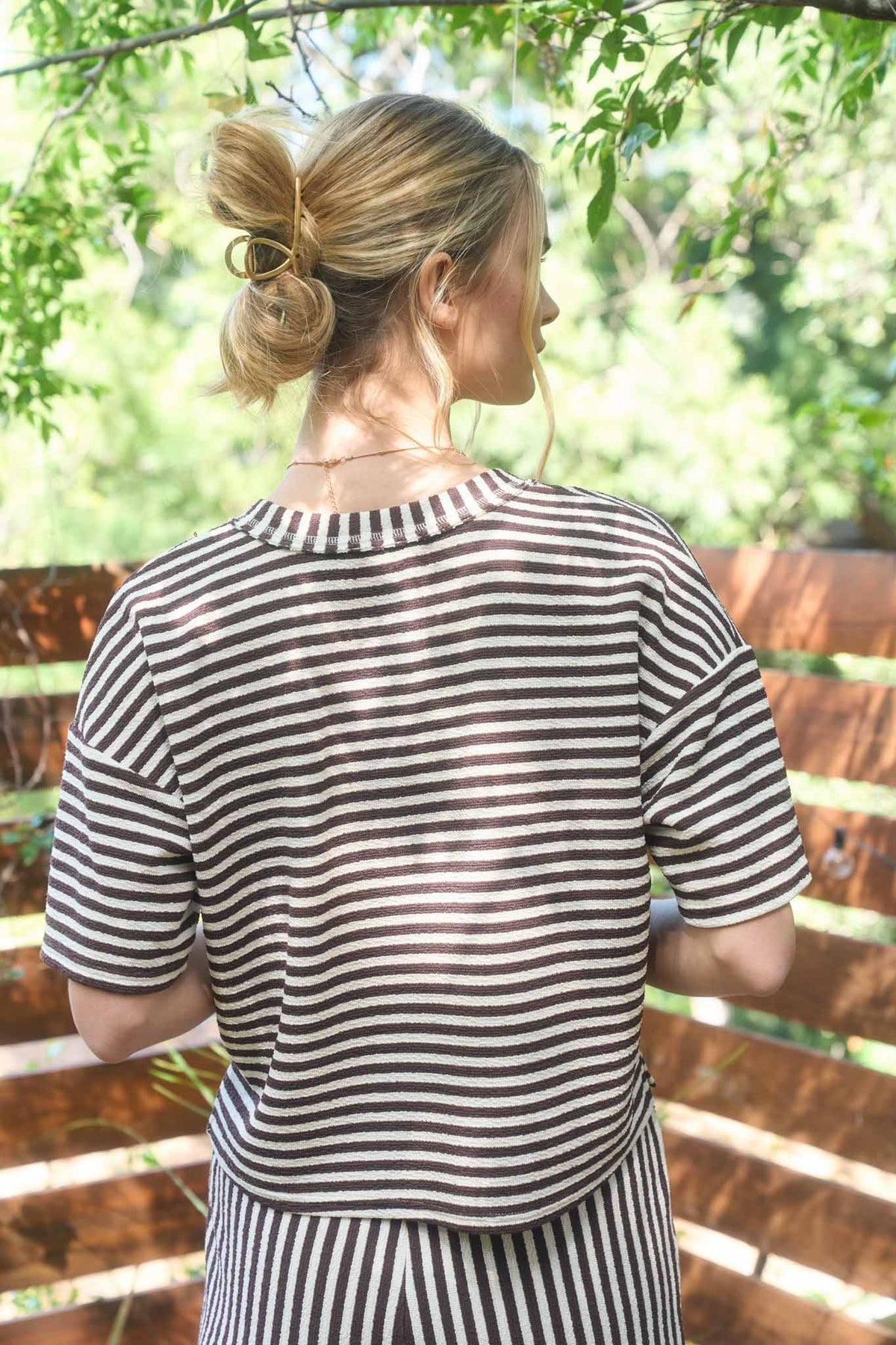 SS Boxy Stripe Set in Brown