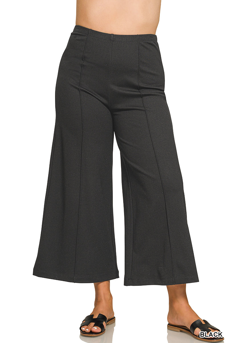 Elastic Waistband Pintuck Pants in Black