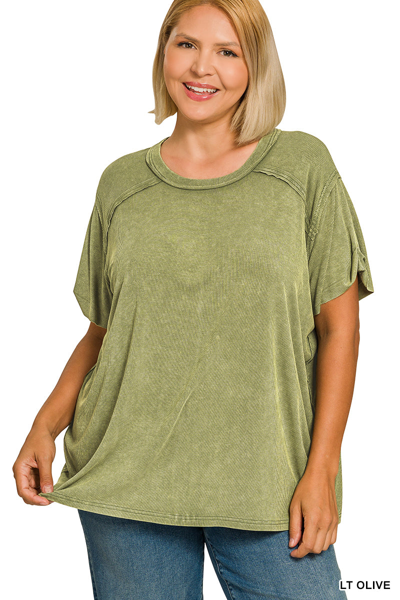 Ribbed SS Boat Neck Top- 5 Colors!