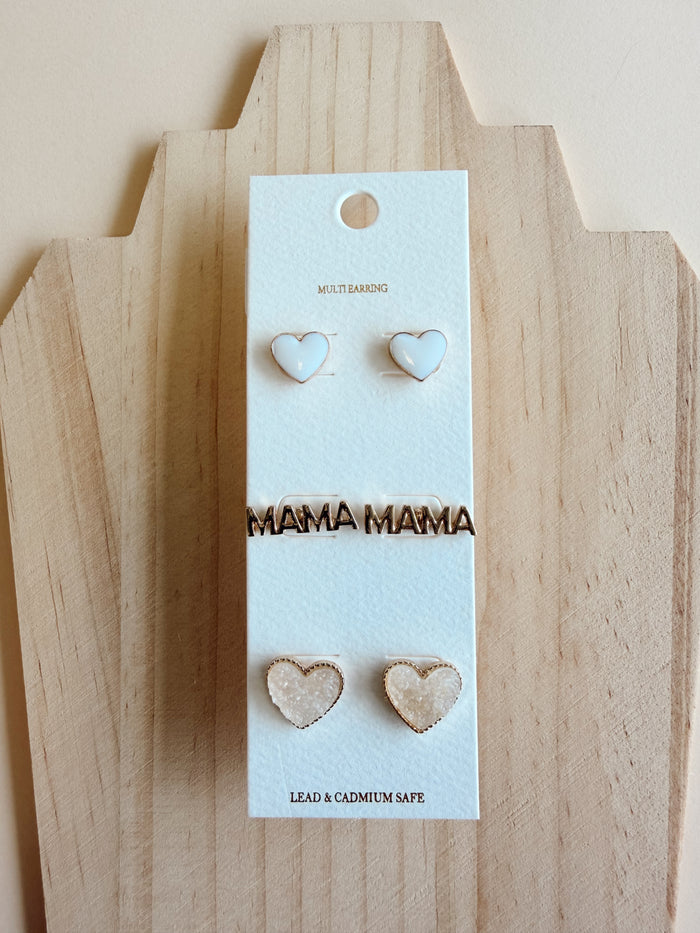 Mama & Heart Earring Set