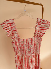 Stripe Floral Dress Red Multi