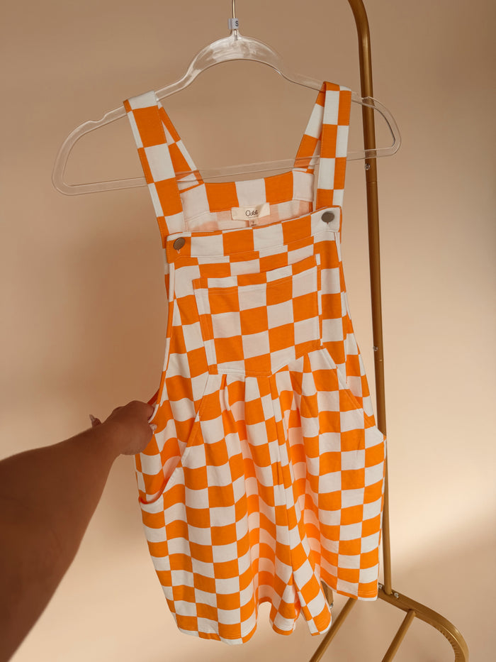Checkerboard Overall Style Romper