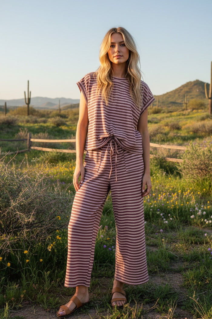 Striped Rib Top & Pants Set- 3 Colors!