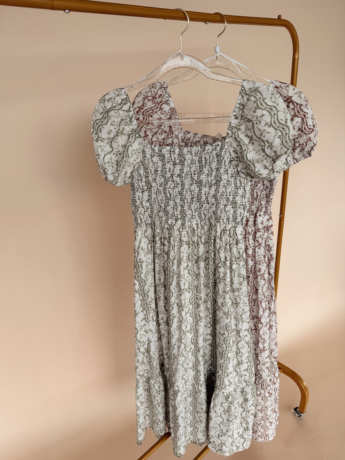 Wavy Floral Pattern Dress - 2 Colors!