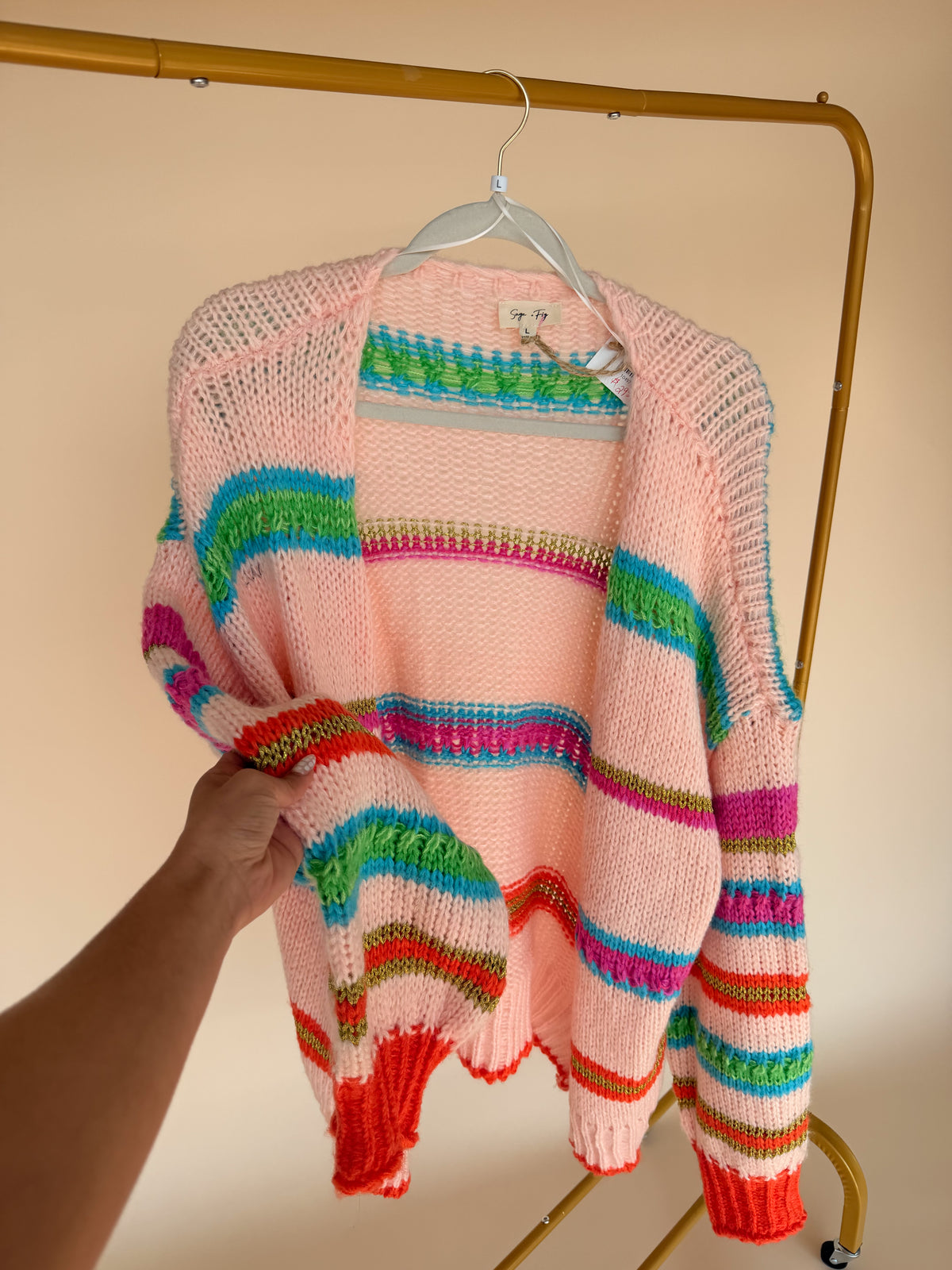 Rainbow Chunky Knit Sweater Cardigan