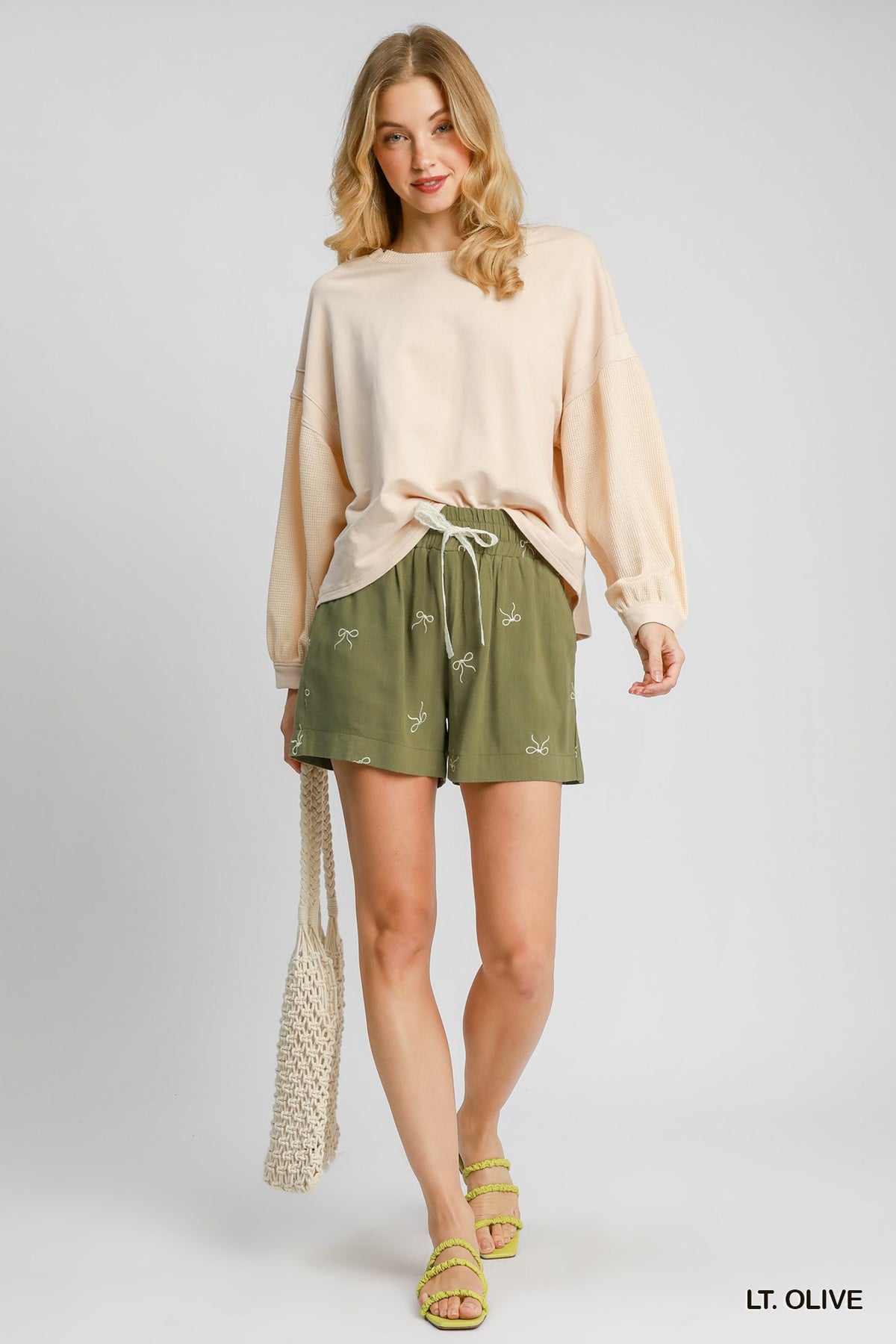 Linen Blend Bow Shorts in 2 Colors!